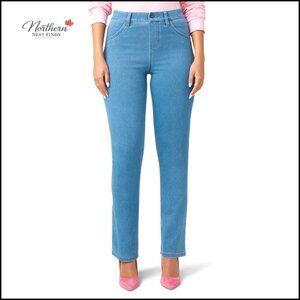 High Waist Baby Bootcut Leggings Ultra Soft Pull On Denim